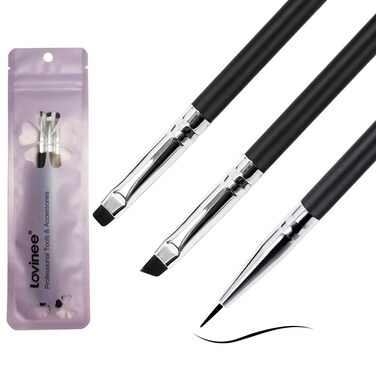 Detail Makeup Brushes Set for Eyeliner, Eyebrow, Eyeshadow, Concealing Fine Point and Minimizing Fine Lines, Fine Pencil Point Brushes, Angled Thin Brush, Flat Thin Definer Brush(3 PCS)