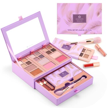 Color Nymph Complete Makeup Kit - 2025 Trendy Colors, Cruelty-Free, Perfect for Daily, Festival, Party, &amp; Professional Looks, with Detachable Jewelry Storage, Ideal Teen &amp; Young Adult Gift (Purple)