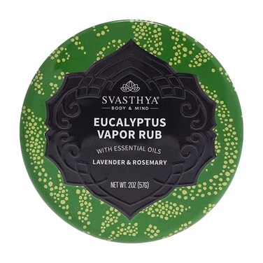 Svasthya Body &amp; Mind Eucalyptus Vapor Rub - Opens Nasal Passages &amp; Moisturizes The Skin, Cough, Stuffy Nose &amp; Congestion Relief, Olive Oil, Beeswax, Lavender, Rosemary - Made in The USA, 2oz