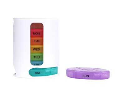 Weekly Pill Organizer 7 Day Four Time A Day Pill Case Morn/NOON/EVE/Bed Large Storage Pill Box of Daily Fill Medicine Pill Cases Rainbow Design