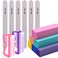 MORGLES Nail Files and Buffers, Natural and Acrylic Nail Care Kit, 6 Pcs 100/180 Grit File, 6 Pcs Rectangular Buffer Blocks and 2 Brushes