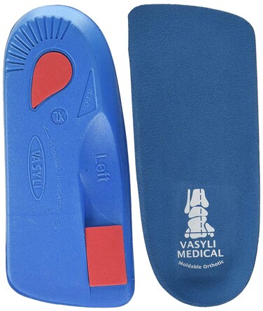 Custom 3/4 Length Insoles, Blue, Medium, Fast &amp; Effective Pain Relief, Customized Biomechanical Alignment, Medium Density, General Orthotic Needs, Everyday Walking Shoes, Heat Moldable