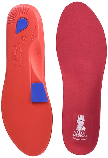 Custom Full Length Insoles, Red, X-Large, Heel Grid Reduces Slippage, Firm Density, Biomechanical Control, Fast &amp; Effective Pain Relief, Treats Pronation, Built-In Rearfoot Varus Angle