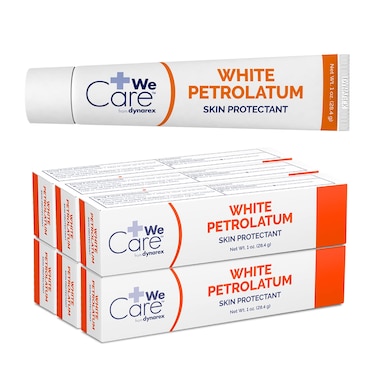 Dynarex White Petrolatum, Petroleum Jelly for Dry, Damaged or Cracked Skin, Soothing White Petroleum Jelly for Minor Skin Irritations, 6 Pack of Petroleum Jelly Tubes, 1 Ounce (Pack of 6)
