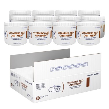 Dynarex Vitamins A &amp; D Ointment, Ointment with Vitamin A and Vitamin D Helps Prevent &amp; Treat Skin Irritation, Diaper Rash, White, 15 Ounce (Pack of 12)