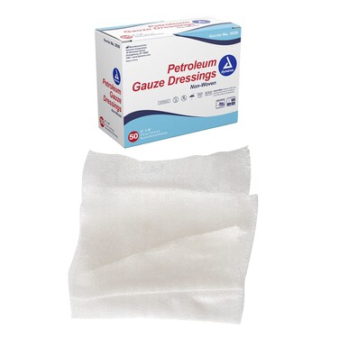 Dynarex 3039 Sterile Petroleum Non Adhering Gauze Dressing for Wound, 3" x 9", Pack of 50