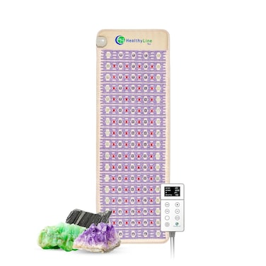 Healthyline Advanced Infrared Heating Pad - Amethyst, Tourmaline and Jade Gemstones - Heated Mat with LED Red Lights, Negative Ions - 72 x 24 inches