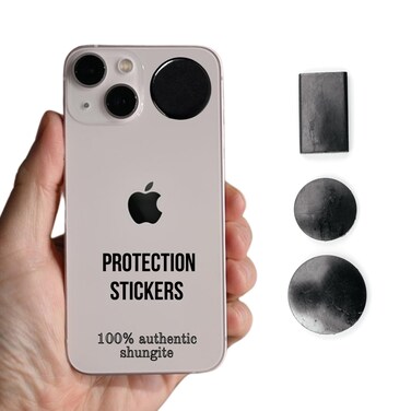 Shungite Cell Phone Stickers (3 pcs) - Authentic Stone Protection Blocker Shield - Polished Original Patch - Bodywell Chip Protector by KARELIANMASTERS