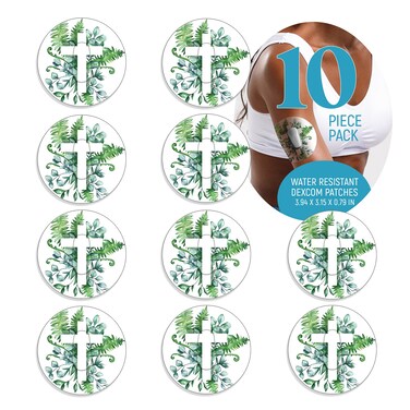 Dexcom G6 Precut Watercolour Cross Design Adhesive Patches - 10 Pack