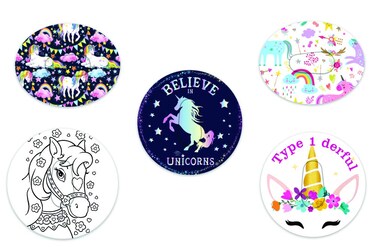 Dexcom G6 Unicorn Theme precut Adhesive Patches, 5 Pack. Split Backing.