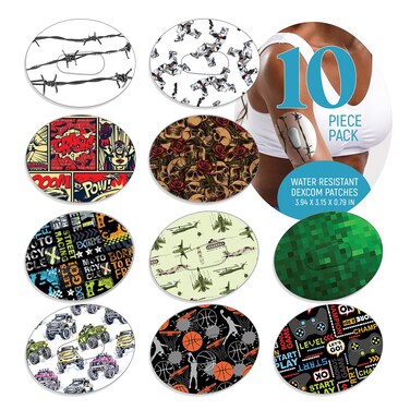 Dexcom Adhesive Mix Design Adhesive Patches with Split Backing, Easy to Apply x 10 Pack