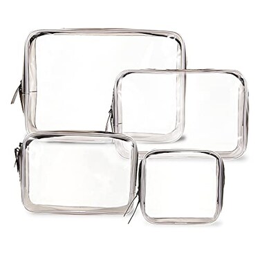 4 Pcs Clear Makeup Bags with Zipper, Makeup Cosmetic Bag for Women Men, Makeup Bag for Travel, Bathroom