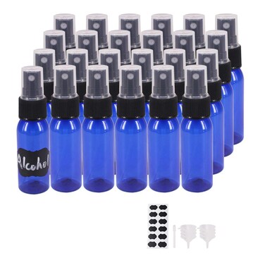 24 Pack 1 oz Plastic Spray Bottles, Fine Mist Mini Travel Size Sprayer Bottle, Refillable Liquid Containers for Perfume, Alcohol, Essential Oil, Aromatherapy