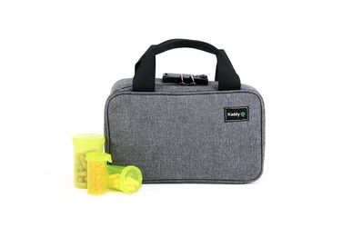 Kaddy Secure Pill Organizer Box, Storage for Bottles of Medicine or Supplements; Toiletry; Travel or Home, TSA Approved Lock(Grey)