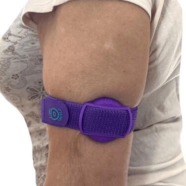 FreeStyle Armband 2 for Freestyle Libre 1 &amp; 2 14 Day : up to 30" Inch Adjustable Flexible Transmitter Protection Sensor Cover - SENSOR SAVER - No More Adhesive Patches (PURPLE)