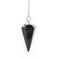 Gemstone Pendulum Made of Natural Black Agate for Dowsing Divination Chakra Reiki. Pointed with Chain and Jewelry Pouch