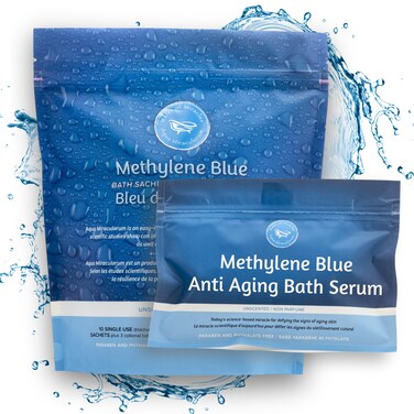 Methylene Blue Bath Soak   Age Defying Bath Serum for Aging and Fragile Skin   Bath Supplement for Defying The Signs of Aging Skin   USP Pharmaceutical Grade   10 Dissolvable Bath Sachets