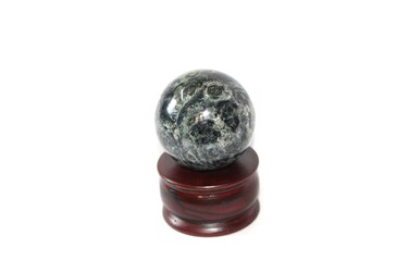 Jet Kambaba Jasper 45-50 mm Ball Sphere Gemstone Hand Carved Crystal Altar Healing Devotional Focus Spiritual ChakraJet International Crystal Therapy Booklet Image is JUST A Reference