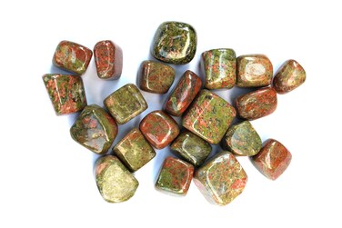 Jet Energized Unakite Tumbled Stone 100 Grams Approx. 0.75" to 1"inch High Grade Healing Metaphysical Jet International Crystal Therapy Booklet Image is JUST A Reference