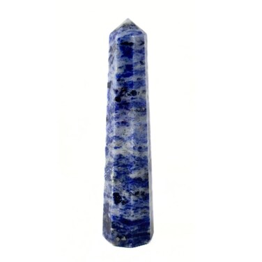 Jet Natural Sodalite Obelisk Crystal Wand Healing Agate Spiritual Massage Healing Chakra Balancing Decor Throat Chakra Activate Communication Approx 3 inch Long Color Gray and White