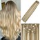 WindTouch Clip in Hair Extensions Human Hair Mixed Bleach Blonde 12Inch 70g Highlights for Blonde 7PCS #18P613