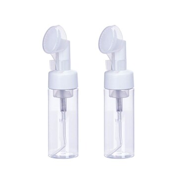 2 Pcs Empty Clear Plastic Foam Dispenser Bottle Refillable Foaming Bottles Soap Dispenser Pump Bottles with Gel Head Wash Brush for Cleaning Travel Shampoo 150ml