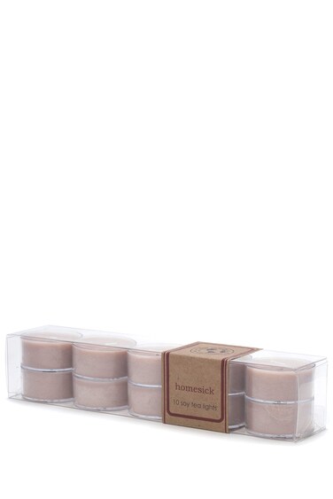 Eco Candle Co. Tea Light Candles, Homesick, 10-Pack - Scents of Apples, Sugar, Butter, &amp; Spices - Recyclable Plastic Cups, 100% Soy Wax, No Lead, Hand Poured, Midwest Grown Soybeans, .6 oz. Each