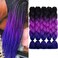 AIDUSA Ombre Braiding Hair Puprle Braiding Hair Extensions 5pcs Synthetic 24 Inch 3 Tone Jumbo Braiding Hair Black to Purple Crochet Braiding Hair 100g (#49 Black to Purple)