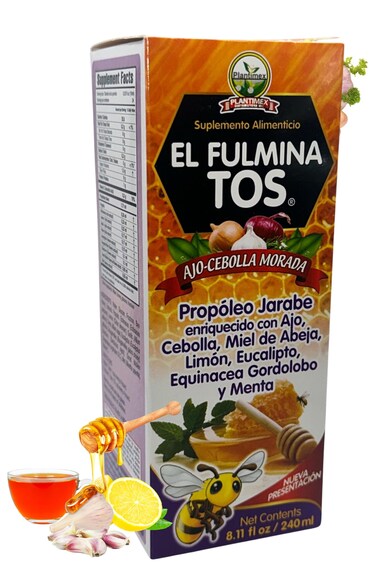EL FULMINA TOS Propoleo +AJO + CEBOLLA +Miel+Limon+Eucalipto+Equinacea+Gordolobo &amp; Menta (Propolis Syrup W/Garlic and Onion) 8.11 fl oz Nutritional Supplement Cough Syrup FULMINA TOS