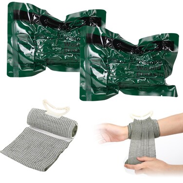 4" Israeli Style Emergency Bandages Elastic Compression Bandage Trauma Pressure Wound Dressing with Vacuum Package, 2 Pack