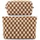 ZLFSRQ 2Pcs Checkered Makeup Bag for Women Large Cosmetic Bag Set Travel Toiletry Bag Makeup Pouch Bag for Purse Brown Zipper Storage Bag Organizer Cute Small Aesthetic Girls Car Essentials Bag