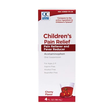 Quality Choice Children's Pain Relief &amp; Fever Reducer for Kids, 4fl oz Acetaminophen 160mg per 5ml, Ibuprofen &amp; Aspirin Free, Liquid Cold and Flu Medicine for Kids, Regular Strength OTC Medication