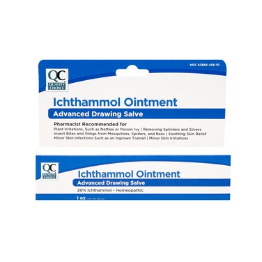 Quality Choice Ichthammol Ointment 20%, Advanced Drawing Salve, Soothing Skin Relief for Plant Irritations, Splinter, Slivers, Acne, Boils, Ingrown Hairs &amp; Nails,Bug Bites &amp; Stings, 1oz Tube