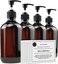 Empty Plastic Bottles with Pump Dispenser and Labels Included, Refillable Travel Containers for Hand sanitizer Shampoo Lotion, etc - BPA/Paraben Free, 500ml/16.9oz (Amber, 4 Pack)