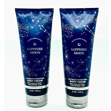 Bath &amp; Body Works Body Cream, 8oz Each, Set of 2 - Aloe, Vitamin E, Shea (Sapphire Moon)