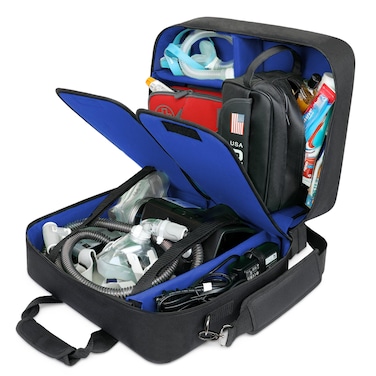 USA Gear Large CPAP Traveling Bag, Customizable for CPAP Machine Hose, Masks &amp; Accessories Compatible with Resmed AirSense 11, AirMini Autoset, Phillips Respironics DreamStation &amp; More (Blue)