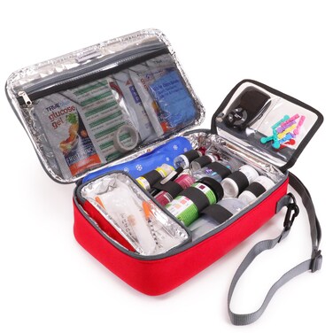 USA GEAR Diabetes Travel Case for Diabetes Care Supplies Fits Insulin Syringes, Blood Sugar Monitor, Glucose Tablets - Highly Visible Diabetic Medication Organizer with Insulated Interior (Bag Only)