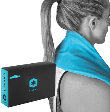 ICEWRAPS 7"x28" Neck Clay Ice Pack   Long Ice Cooling Neck Pack   Ice Pack for Neck with Soft Fabric Cover