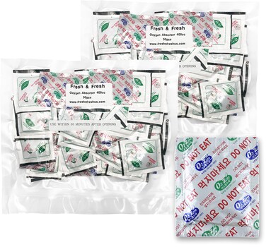 400 CC [100 Packets] Premium Oxygen Absorbers for Food Storage, Oxygen Absorbers (2 Bag of 50 Packets) - ISO 9001 Certified Facility Manufactured