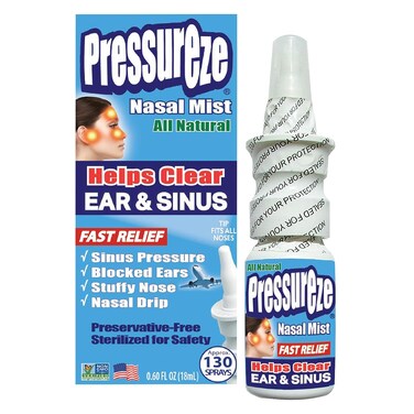Nasal Spray - Natural, Preservative-Free, Sterile - Fast Relief Nasal Spray - for Symptoms of Sinus Congestion - Blocked Ears - Snoring   130 Sprays, 18 ml (Pack of 1)