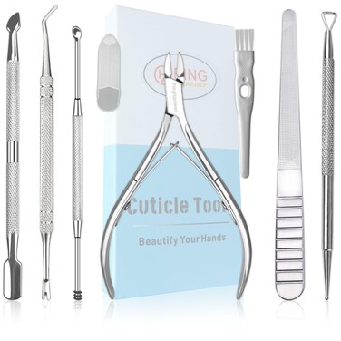 Cuticle Tool Sets, 7PCS Professional Cuticle Trimmer with Cuticle Pusher Cuticle Remover Tool, Premium Stainless Steel Durable Manicure Tools Kit for Toenails and Fingernails