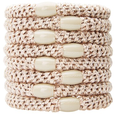 L. Erickson Grab &amp; Go Pony - Metallic Beige - 8 Pack Ponytail Holder Hair Ties