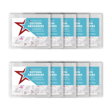 PackFreshUSA: 100cc Oxygen Absorber Compartment Packs - Food Grade - Non-Toxic - Food Preservation - Long-Term Food Storage Guide Included - 25 Count in 5 Compartment Packs