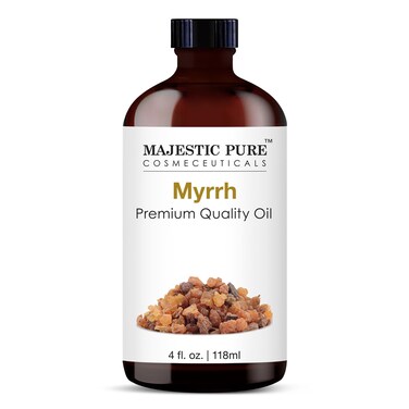 MAJESTIC PURE Myrrh Essential Oil   100% Pure and Natural Oil   Premium Grade Essential Oils for Hair Care, Home Diffusers, Skin, Aromatherapy, Massage and Humidifiers   4 Fl Oz