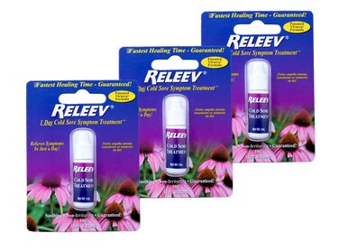 Releev 1 Day Cold Sore Symptom Relief, Soothing Non-Irritating Patented Viracea Formula, 1 ml (Pack of 3)