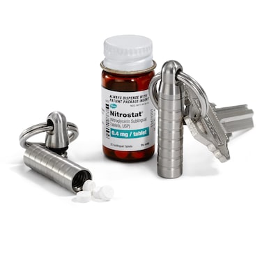 Extra-Small Nitro Keychain Pill Holder, Made in USA, Titanium Pill Keychain Container, Waterproof Pill Case, Stores 7 Nitro Pills