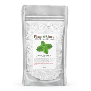 Menthol Crystals 2 oz. Mentha Arvensis 100% Pure Natural USP Food Grade - Great for Cosmetics, Salves, Balms, Creams and Soap Making.