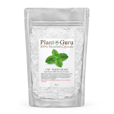 Menthol Crystals 8 oz. Mentha Arvensis 100% Pure Natural USP Food Grade - Great for Cosmetics, Salves, Balms, Creams and Soap Making.