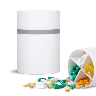 Extra Large Supplement Organizer and Portable Pill Case with 8 Compartments Double Layers Medicine Dispenser Monthly Vitamins Organizers Pill Bottle,White