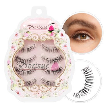 Cat Eye False Lashes - Long Wispy Eyelashes for Dating Makeup, Outer Corner Dramatic Volume 5-12mm, 4 Pairs (E2)